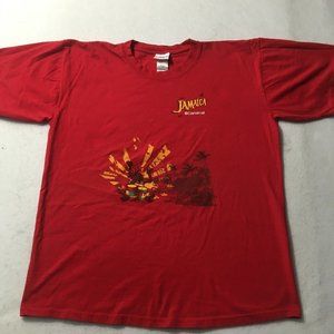 Jamaica red XL T-Shirt Short Sleeve drums graphic natives palms beach